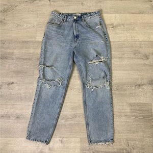 Zara Light Blue Distressed Boyfriend Jeans